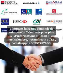 Bonjour ,
<br>Pour vos besoins urgent, en vue de rÃ©aliser vos projets, financer vos activitÃ©s