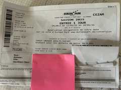 Vends un billet d’entrée pour l europapark à rust